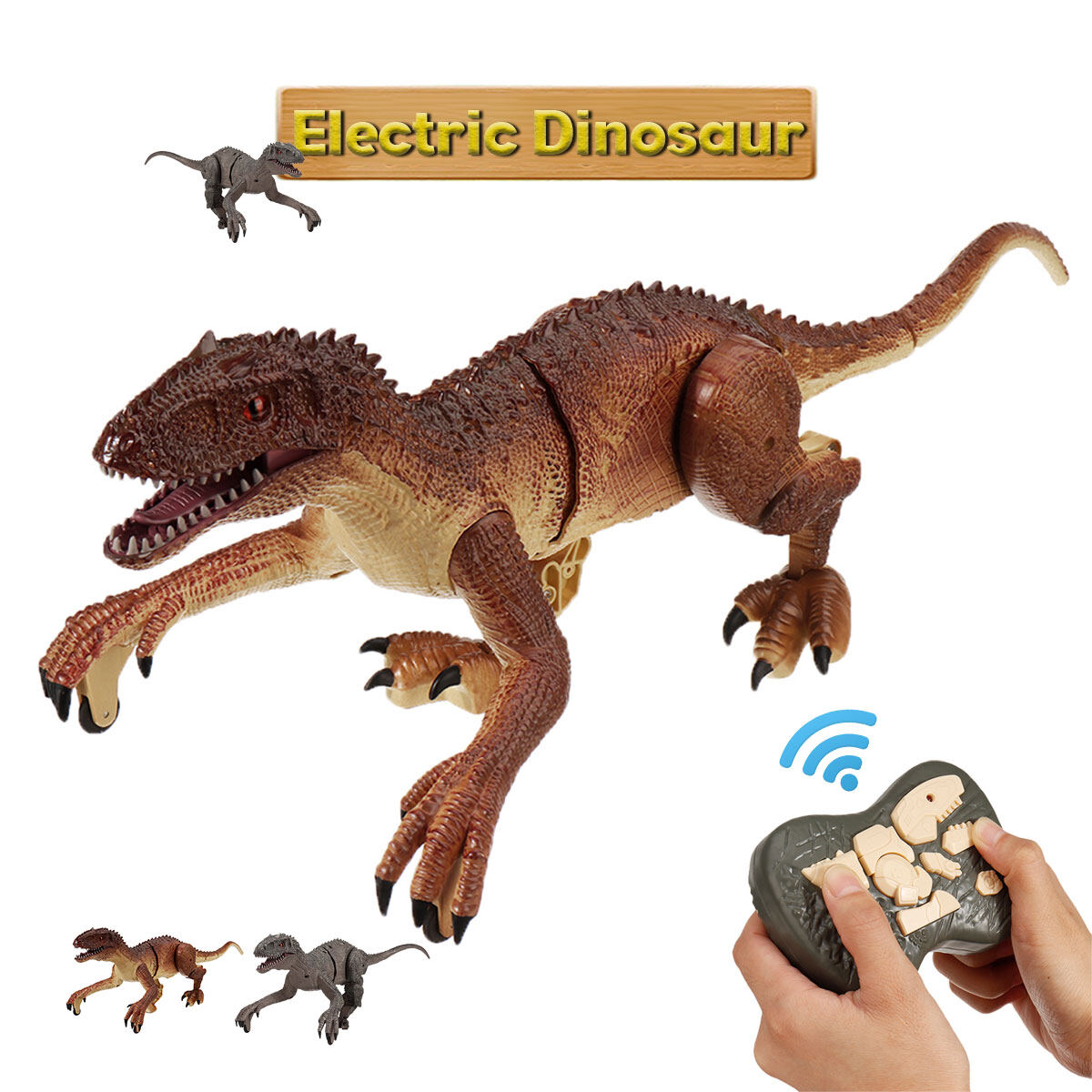 Đồ Chơi Khủng Long RC Điều Khiển Từ Xa Velociraptor Đồ Chơi Đi Bộ Bằng Điện Có Âm Thanh Và Ánh Sáng Mô Hình Khủng Long Cơ Học Mô Phỏng Cho Trẻ Em