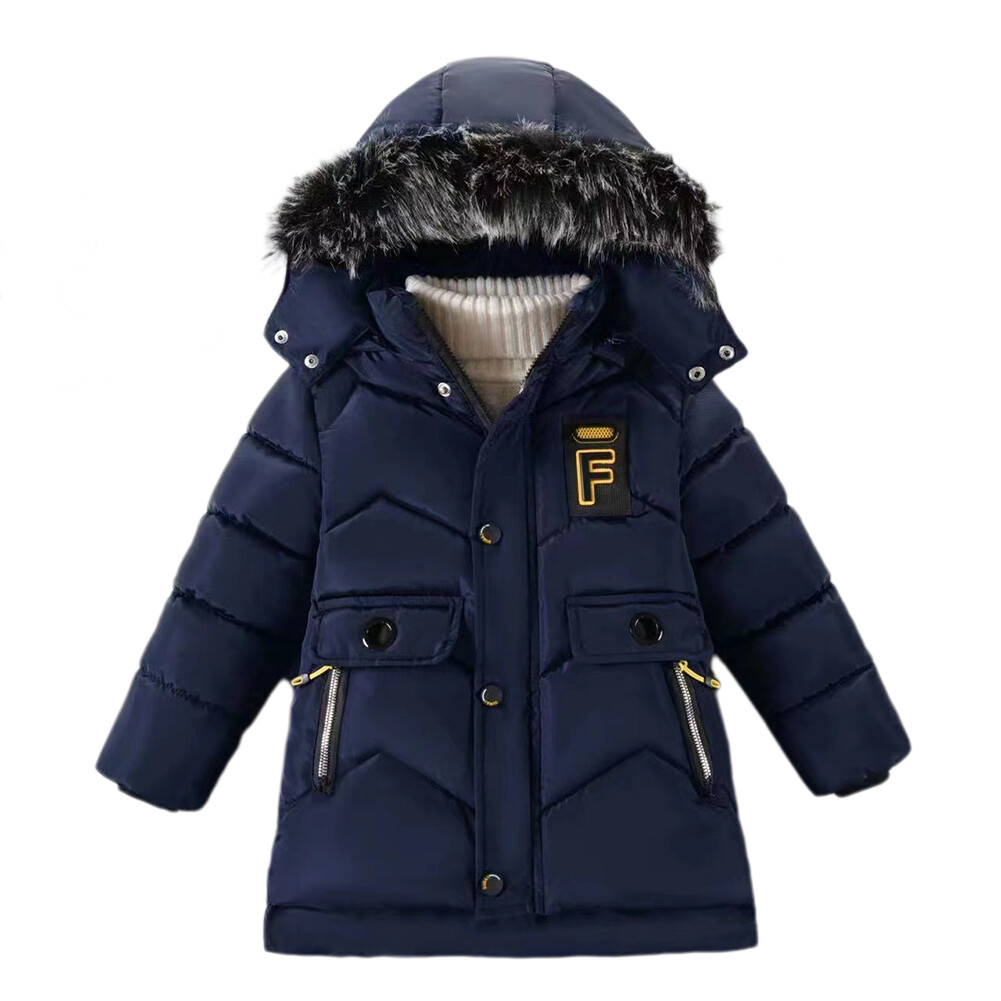 tootplay Boys Down Jacket Thickened Warm Fleece Lined Hooded Padded Coat Fashion Clothing For 3-9 Years Old Children