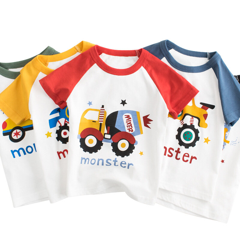 DIIMUU Áo Thun Bé Trai Bé Gái, Áo Ngắn Tay Thể Thao Quần Áo Trẻ Em 2-9Y