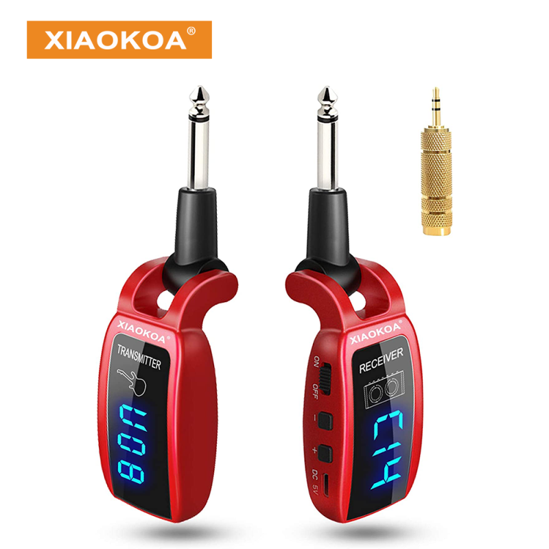 XIAOKOA Hệ Thống Ghi Ta Không Dây Bộ Thu Phát Ghi Ta Không Dây UHF 15 Kênh Màn Hình LED Nâng Cấp Có Thể Sạc Lại Cho Guitar Điện Bass