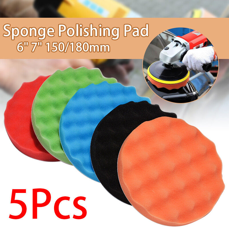 5 cái miếng bọt biển Phớt đánh bóng 6/7inch miếng bọt biển đánh bóng sáp mút đánh bóng Bộ Bộ đệm len đánh bóng sáp mút đánh bóng