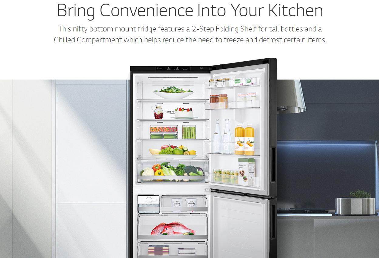 LG 454L 2 Door Inverter Bottom Freezer Refrigerator GCB529NQCZ (Matte