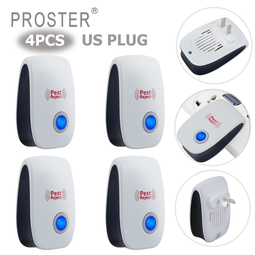 Máy đuổi côn trùng proster 4 cái, máy đuổi côn trùng điện tử siêu âm kiểm soát gặm nhấm côn trùng muỗi chuột