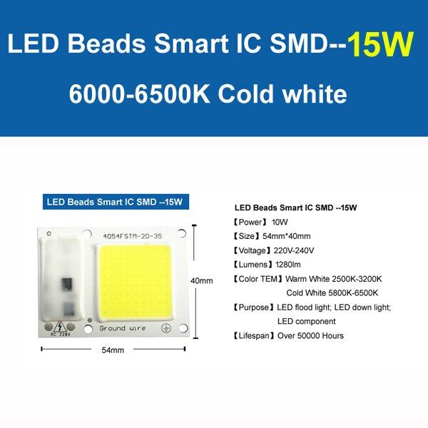 Lan84 LED COB Chip đậu AC 220V 230V bóng đèn LED 20W 30W 50W SMD Đèn Chip với ổ IC thông minh tự làm trắng/màu trắng ấm Đèn sân khấu ngoài trời