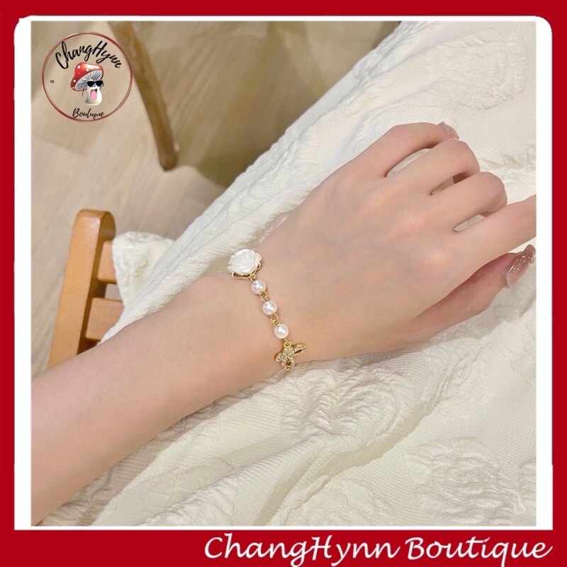 Vòng tay hàn quốc nơ hoa trà ngọt ngào