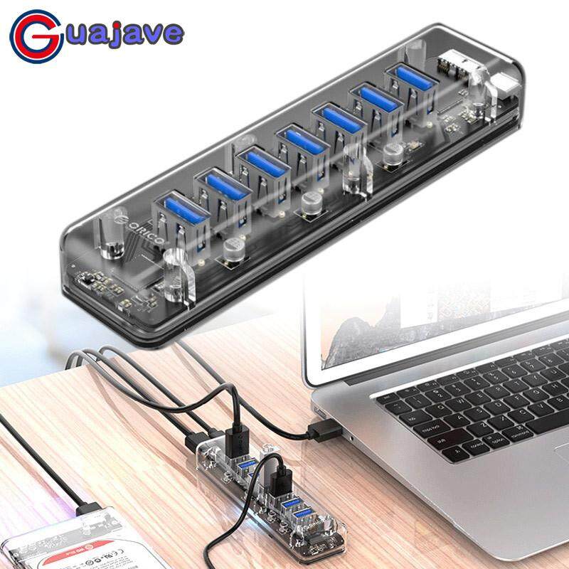 Guajave โปร่งใส USB HUB 4 USB 3.0 พอร์ตเดสก์ท็อปฮับตัวแยกพร้อมตัวแสดงสีน้ำเงิน