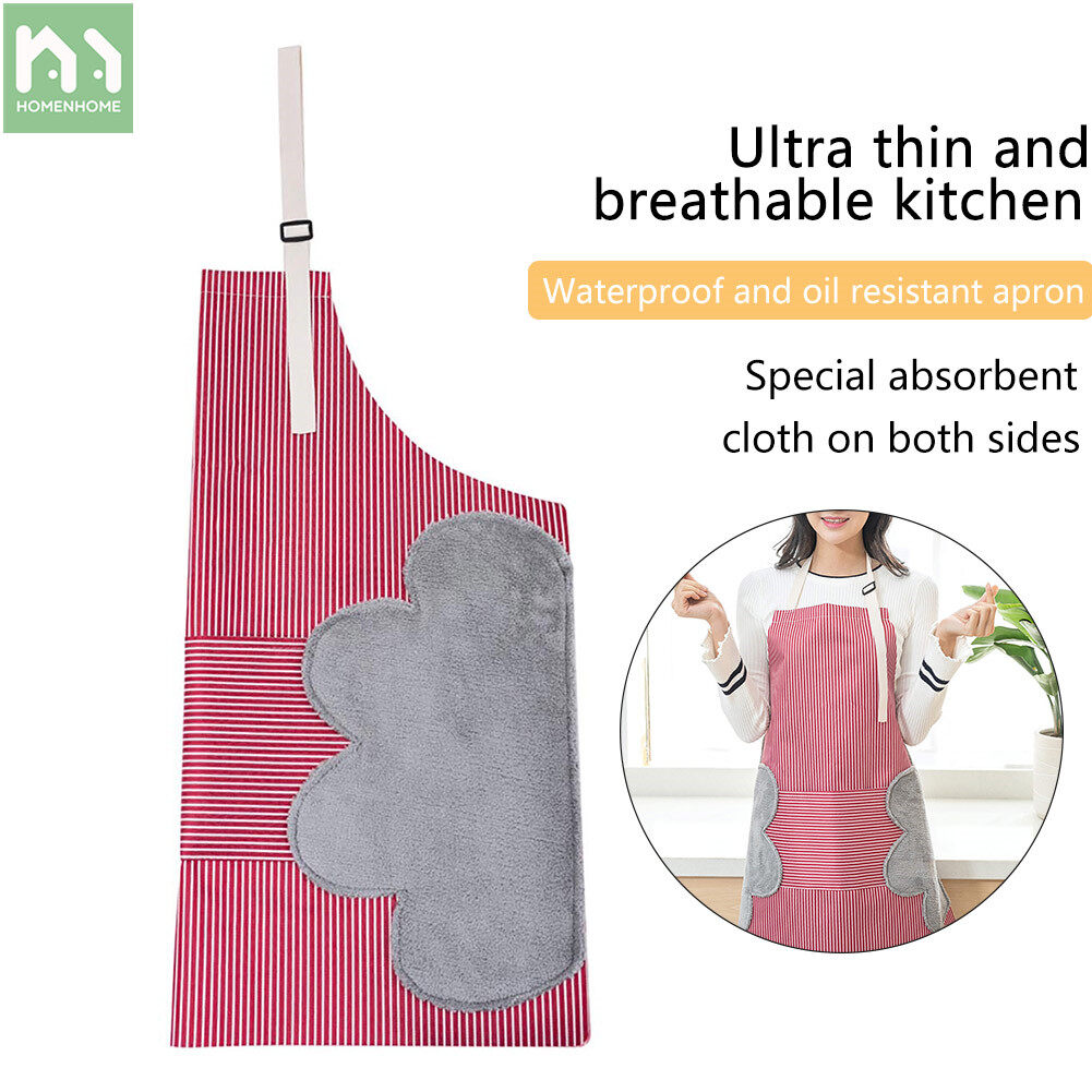Homenhome tạp dề có thể lau tay nhà bếp chống nước và chống dầu tạp dề người lớn