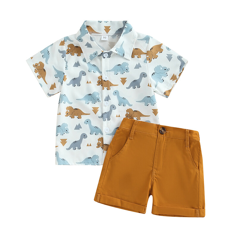 Trang phục mùa hè cho trẻ em bé trai hoa văn khủng long quần short áo ngắn