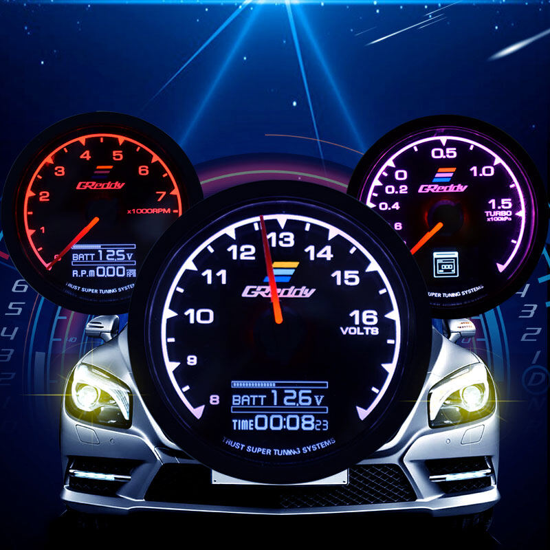 Đồng hồ đo greddy 62mm 7 màu trong 1 đồng hồ đo đua 2.5 inch màn hình hiển thị kỹ thuật số lcd d/a máy đo nhiệt độ nước