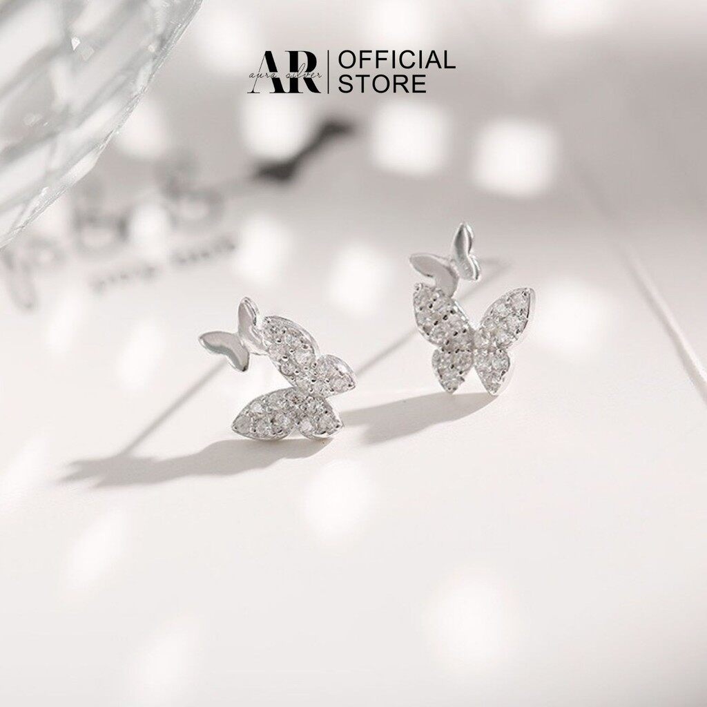 Khuyên tai bạc Aura nữ, bông tai hồ điệp xinh xắn-AAURRASILVER-KT32