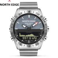 NORTH EDGE นาฬิกาผู้ชายสไตล์ Diving Luxury ตัวเรือนสแตนเลส Tactical ดิจิทัล กันน้ำ 200M เครื่องวัดความสูง บารอมิเตอร์ เข็มทิศ อุณหภูมิสำหรับดำน้ำ GAVIA