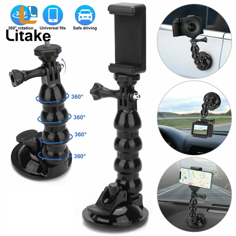 Giá đỡ điện thoại gắn cốc hút trên xe hơi giá đỡ điều hướng video góc điều chỉnh được tương thích với camera hành động gopro