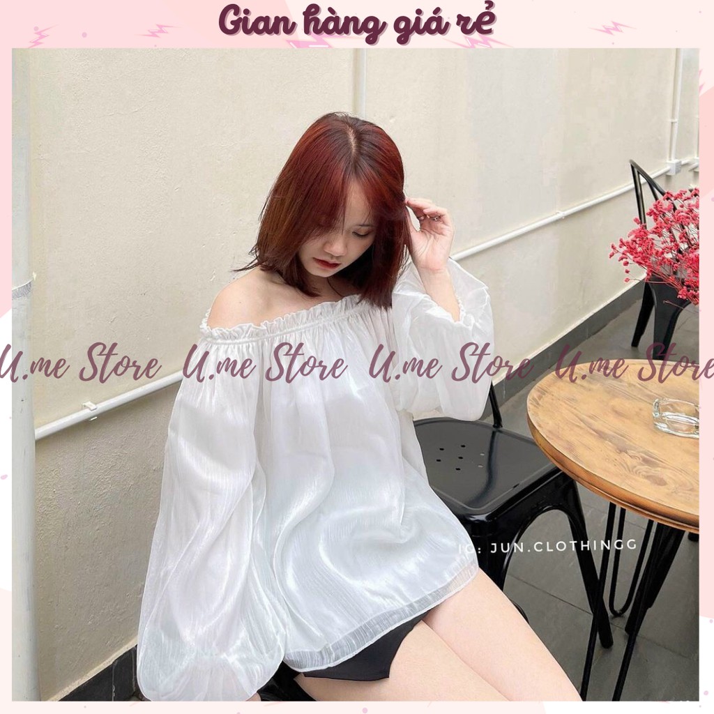 Áo phi bóng trễ vai trắng chất đẹp dễ phối đồ Áo trễ vai nàng thơ, tiểu thư, sang chảnh