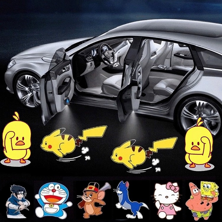 Sp đèn năng động logo cửa xe pikachu/đèn chiếu hậu xe hơi mô tô/đèn chào đón không khí trang trí mở cửa không dây