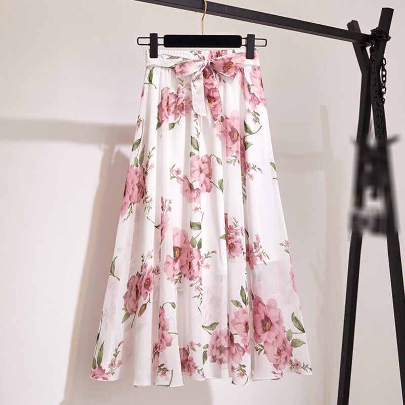 Váy Dài Hoa Boho Cho Nữ Váy Nắng Đi Biển Mùa Hè VÁY VOAN Cạp Cao Thắt Nơ Hoa