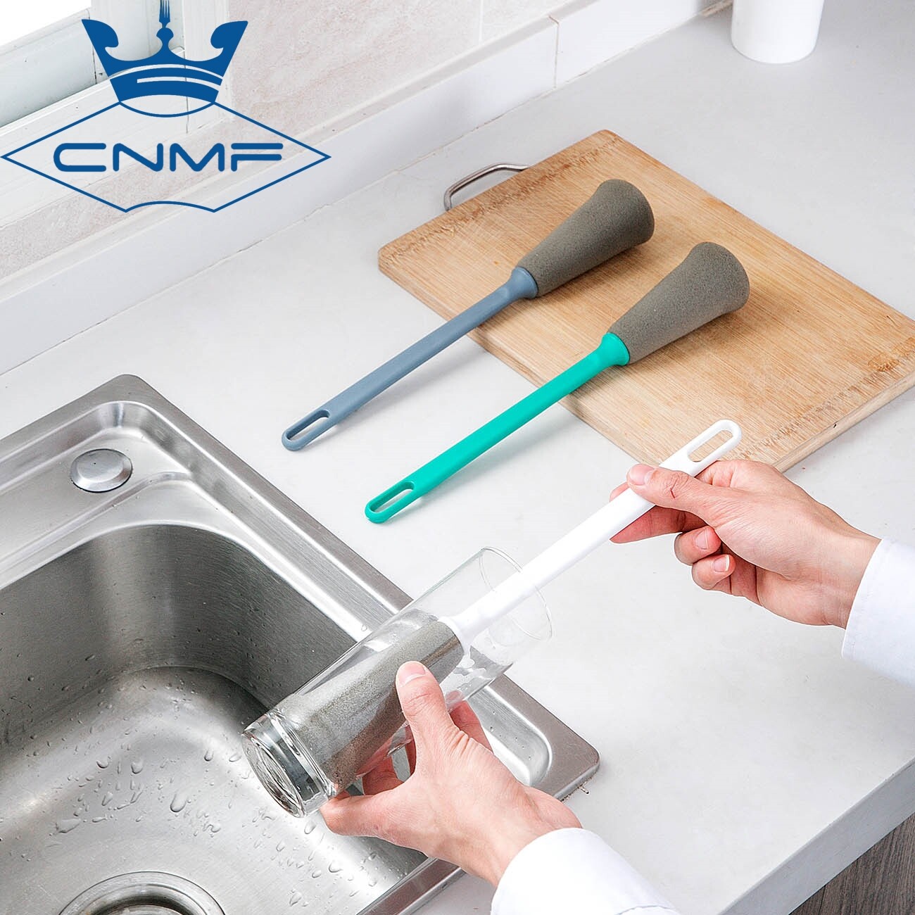 CNMF Long Handle Cup Brush Tea Stain Cleaning Brush Kitchen Sponge Small Brush Cup Cleaning Tool