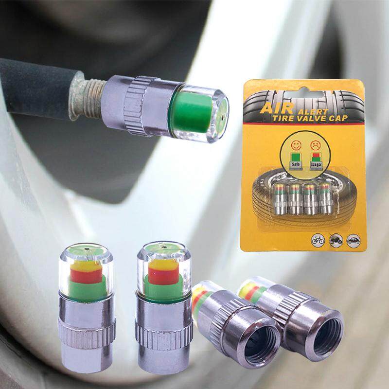 ขาย 4 pcs ความดันยาง Monitor เกจวัดความดัน CAP SENSOR ตัวบ่งชี้เสียงเตือนเครื่องมือตรวจสอบชุด 2.4 บาร์ 30 PSI ความดันยางนาฬิกาปลุก