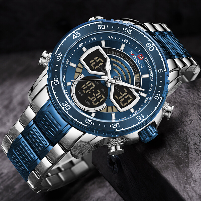 Đồng Hồ Đeo Tay NAVIFORCE Cho Nam, Đồng Hồ Thạch Anh Thể Thao Thời Trang Cao Cấp Sang Trọng Hiển Thị Ngày Đêm Tuần Làm Việc Chống Thấm Nước