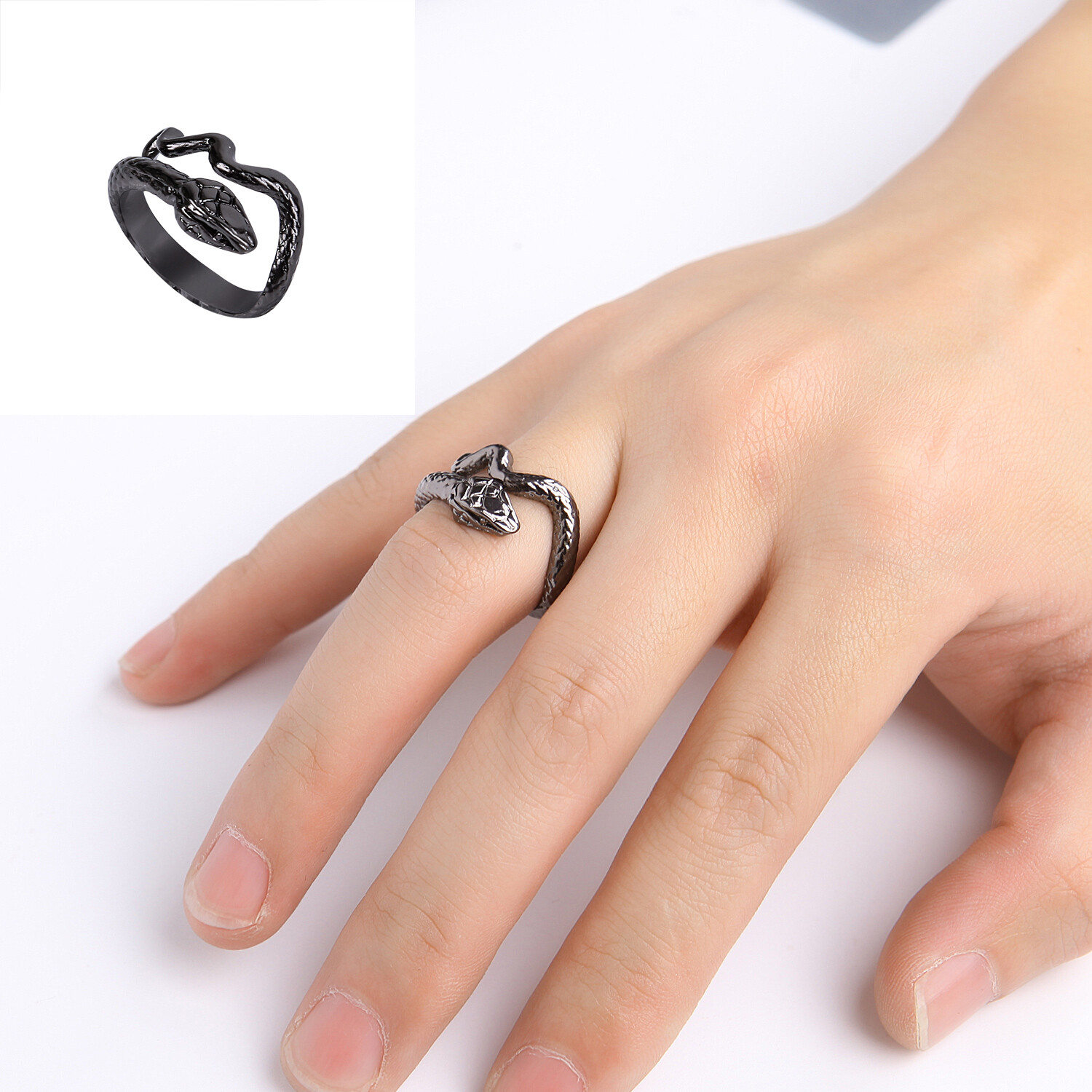 Nhẫn Châu Âu Và Mỹ Hình Con Rắn Nhẫn Cá Tính Retro Cho Nam Nữ Nhẫn Thời Trang Có Thể Điều Chỉnh Mở Hợp Thời Trang