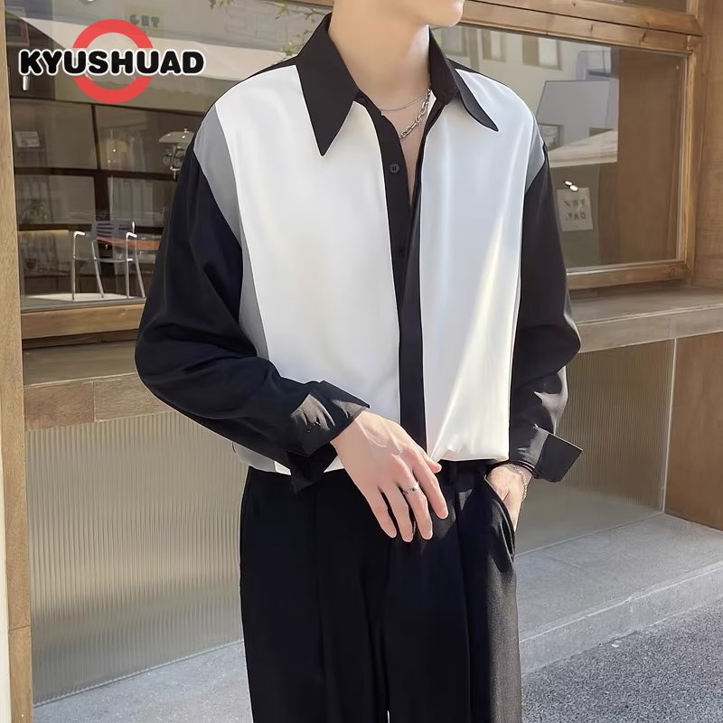 KYUSHUAD Men's shirts for loose drape long-sleeved shirts for casual breathable shirts
