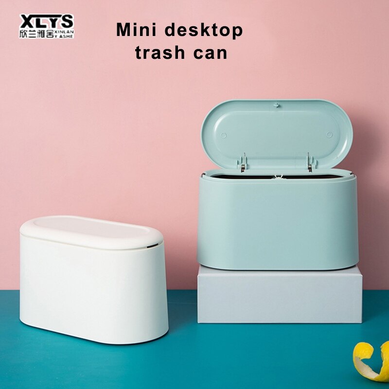 XINLANYASHE thùng rác Thùng rác để bàn nhỏ đơn giản Thùng báo chí Nắp thùng rác hai lớp Thùng rác hộ gia đình Phòng ngủ Thùng rác