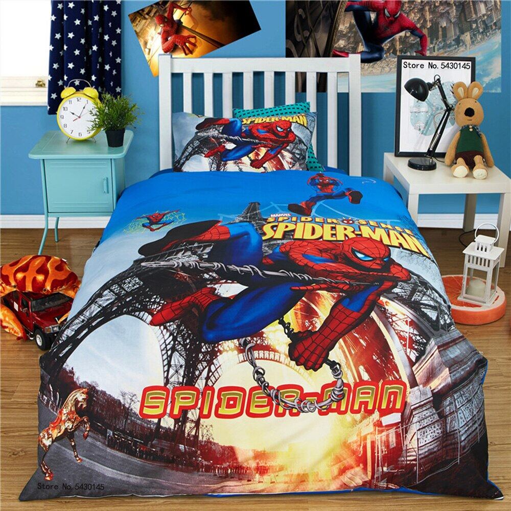 Bộ đồ giường Hoạt hình Bộ Bộ bọc chăn lông vịt Spiderman Avengers Duvet