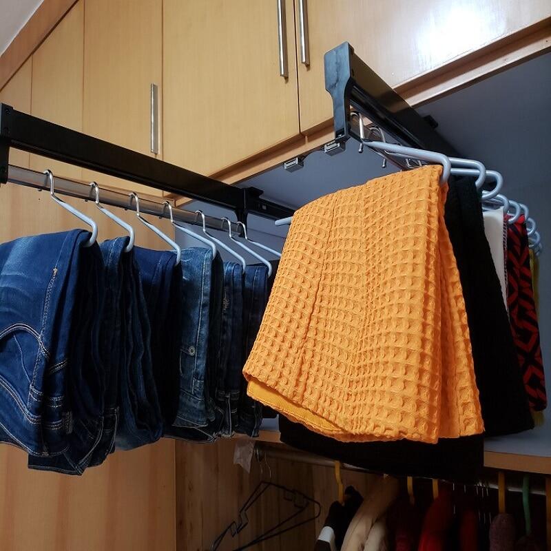 Nối dài tủ quần áo móc áo thanh treo tủ quần áo kéo ra, giá treo tủ quần áo có thể điều chỉnh được thanh trượt vòng bi nhiệm vụ nặng nề