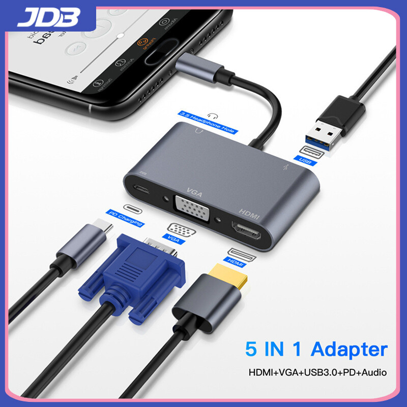 Bộ Chuyển Đổi JDB Hub USB Type C, Tương Thích HDMI 4K Đế USB-C Hỗ Trợ Chế Độ Samsung Dex Với PD Cho MacBook Pro/Air 2021