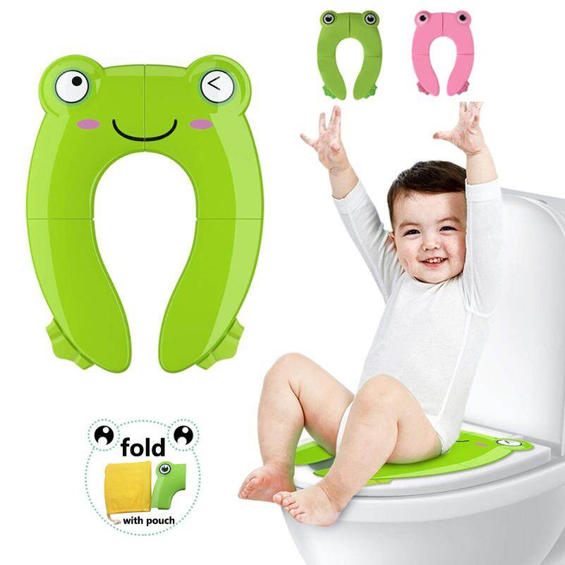 (Màu Xanh Lá Cây) Ghế Bô Di Động Dễ Thương Cho Trẻ Mới Biết Đi-Có Thể Gập Lại Chống Trượt Đào Tạo Bô Vệ Sinh Cho Bé Trai | Bé Gái | Em Bé | Trẻ Em Có Túi