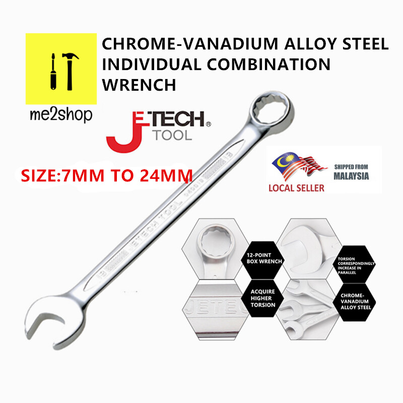 Durable SAE Inch Cr-V Steel High Strength Spanner in Sand Blasted Finish Jetech 7/8 Combination Wrench 