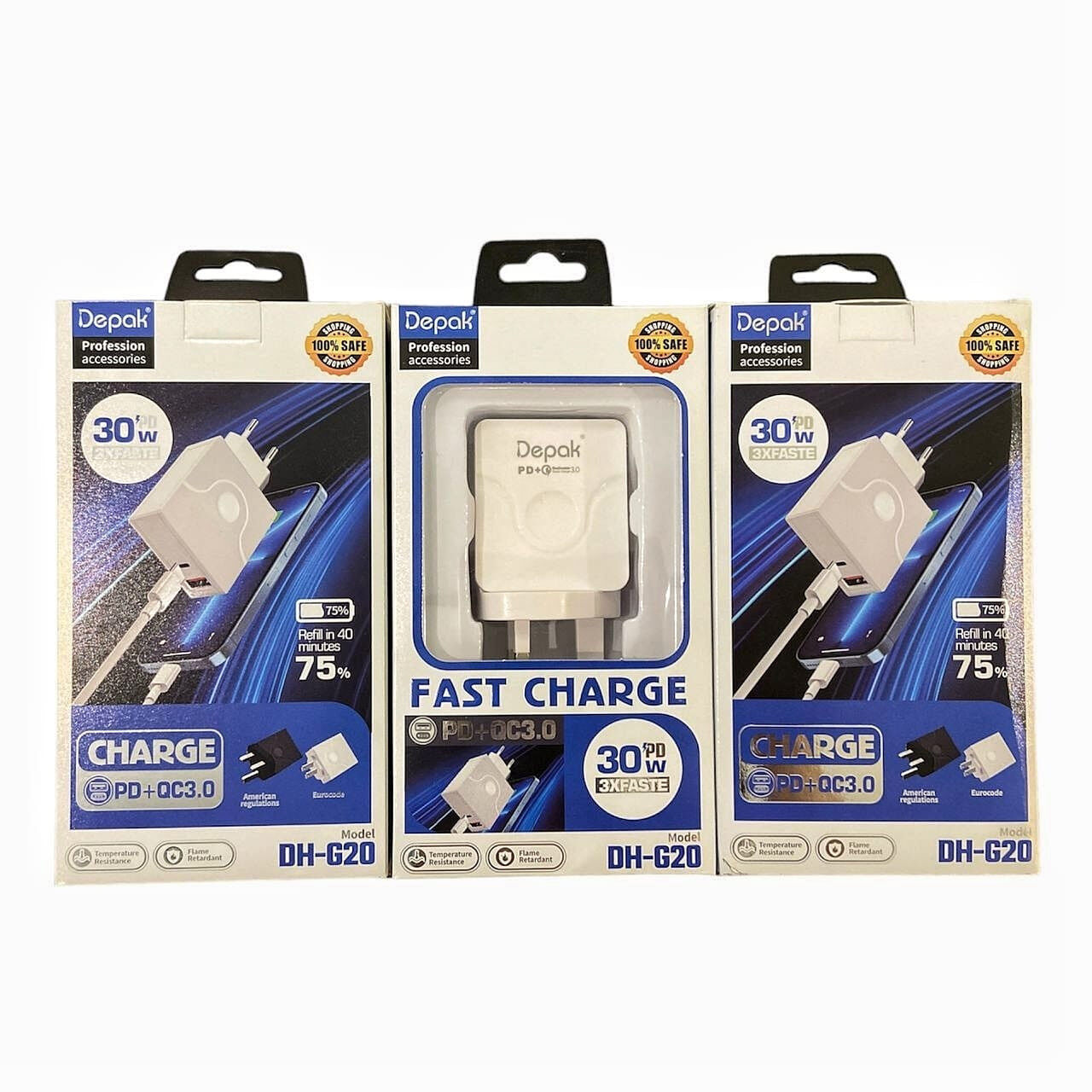 DEPAK DH-G20 30W PD + QC 3.0 1 USB 1 PD FAST CHARGING TRAVEL ADAPTER Charger  | Lazada