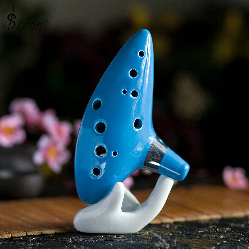 SLADE Alto 12 Lỗ Sáo Ocarina Bằng Gốm Nhạc Cụ Màu Xanh Da Trời, Có Dây Đeo Cổ Và Sách Nhạc