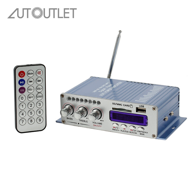 Bộ Khuếch Đại Âm Thanh Mini Auutlet 12V, Bộ Khuếch Đại Âm Thanh Nổi Hi-Fi Mp3 Pod Cho Xe Hơi Xe Máy