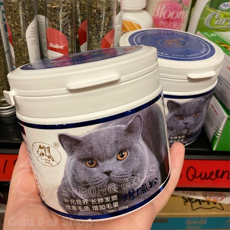 Bột tăng nọng, form mặt bánh bao cho mèo strong gills 200g 😼