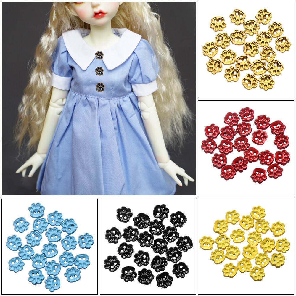 F8C503Y 20pcs 5mm 1/2 Eyes Holes Accessories Bear Paw Style Metal Buckle Mini Buttons Dolls Clothing Sewing DIY Doll Clothes