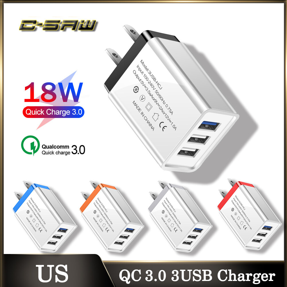 Bộ Sạc Nhanh USB Đa Năng C-SAW 18W, Phích Cắm Tiêu Chuẩn Hoa Kỳ, Sạc Nhanh QC3.0 Cho Điện Thoại Di Động, Sạc Tường Cho Huawei, OPPO, VIVO, iPhone, Samsung, Xiaomi, Redmi