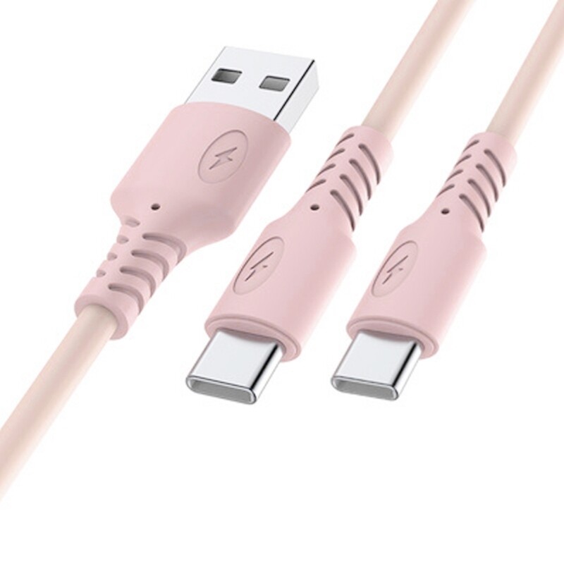 Cáp đực 2 trong 1 usb sang dual type c dây sạc usb c cho điện thoại di động bằng silicon dây sạc type c cho điện thoại di động