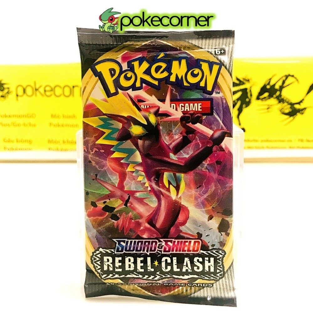 01 pack bài pokemon rebel clash ss2 tcg chính hãng mới 100% - túi thẻ bài pokemon