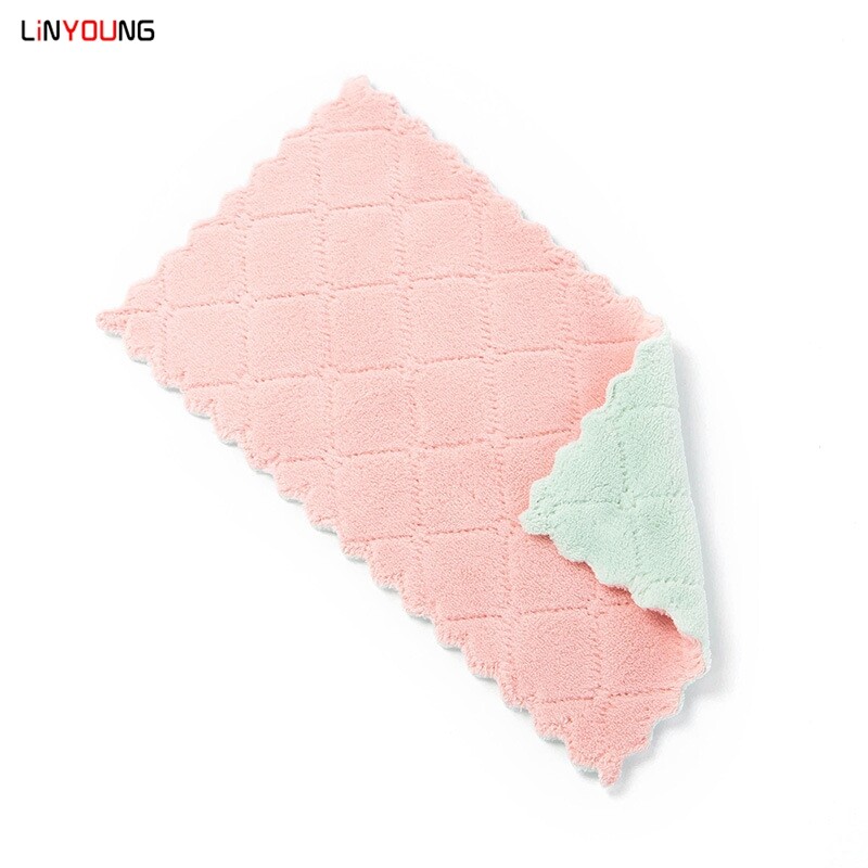 [Quà Tặng Miễn Phí] 1 Chiếc Khăn Lau Nhà Bếp Polyester Khăn Bếp Màu Sắc Ngẫu Nhiên, Giẻ Thấm Hai Mặt 15*26Cm