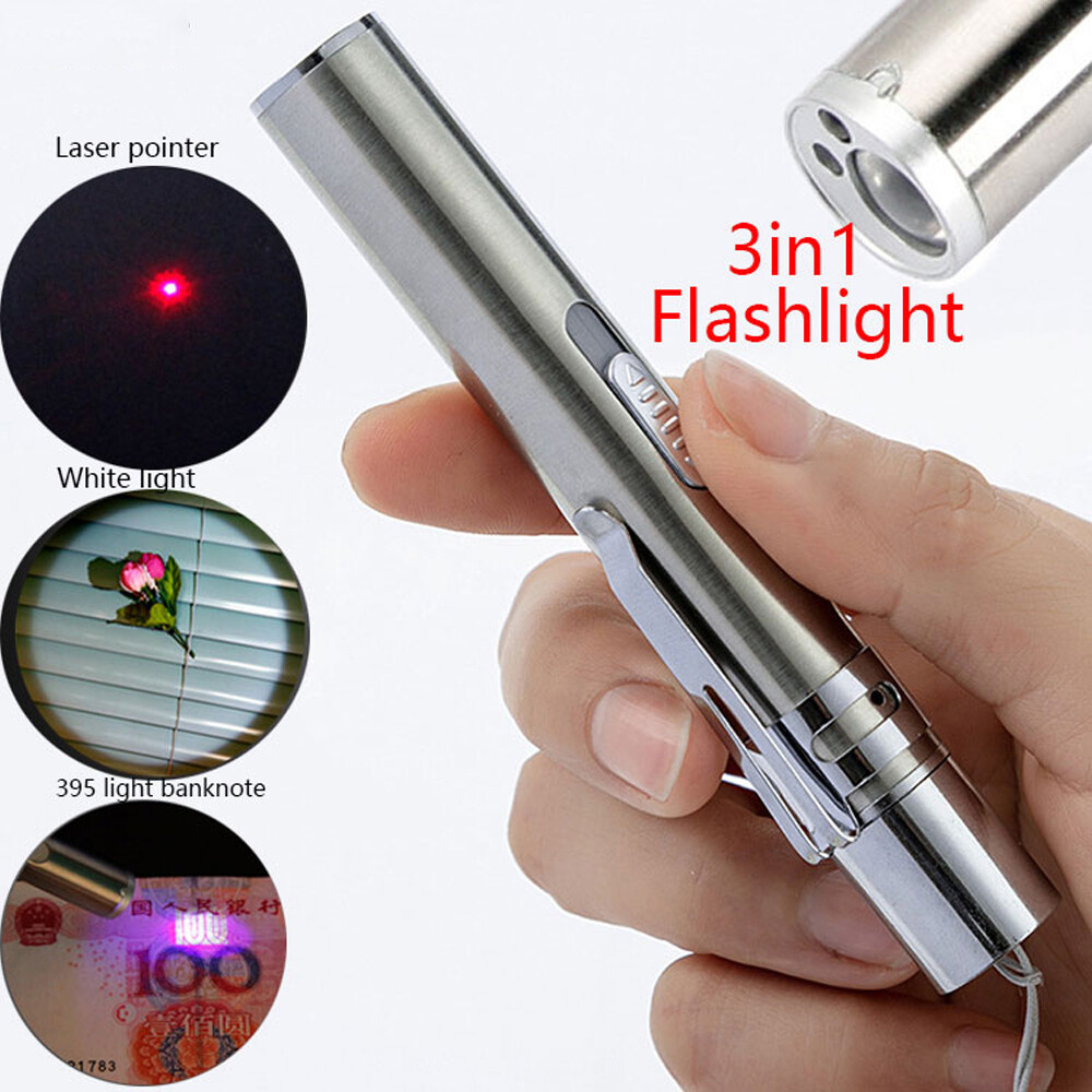 Dm đèn pin mini chính hãng đèn pin led uv đa năng sạc được 3 trong 1 usb