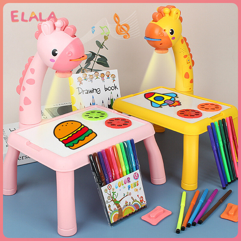 Kids Led Projector Art Drawing Table Toys Children Painting Board Desk