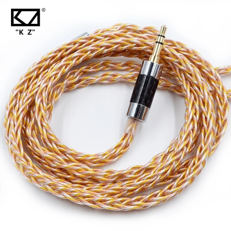 KZ Tai Nghe, Cáp Cáp Nâng Cấp Hỗn Hợp Đồng Bạc Vàng 8 Lõi Dây Tai Nghe Cắm 2 Chấu 3.5Mm Dành Cho KZ ZAX ZSN ZS10 PRO DQ6 CSN VX