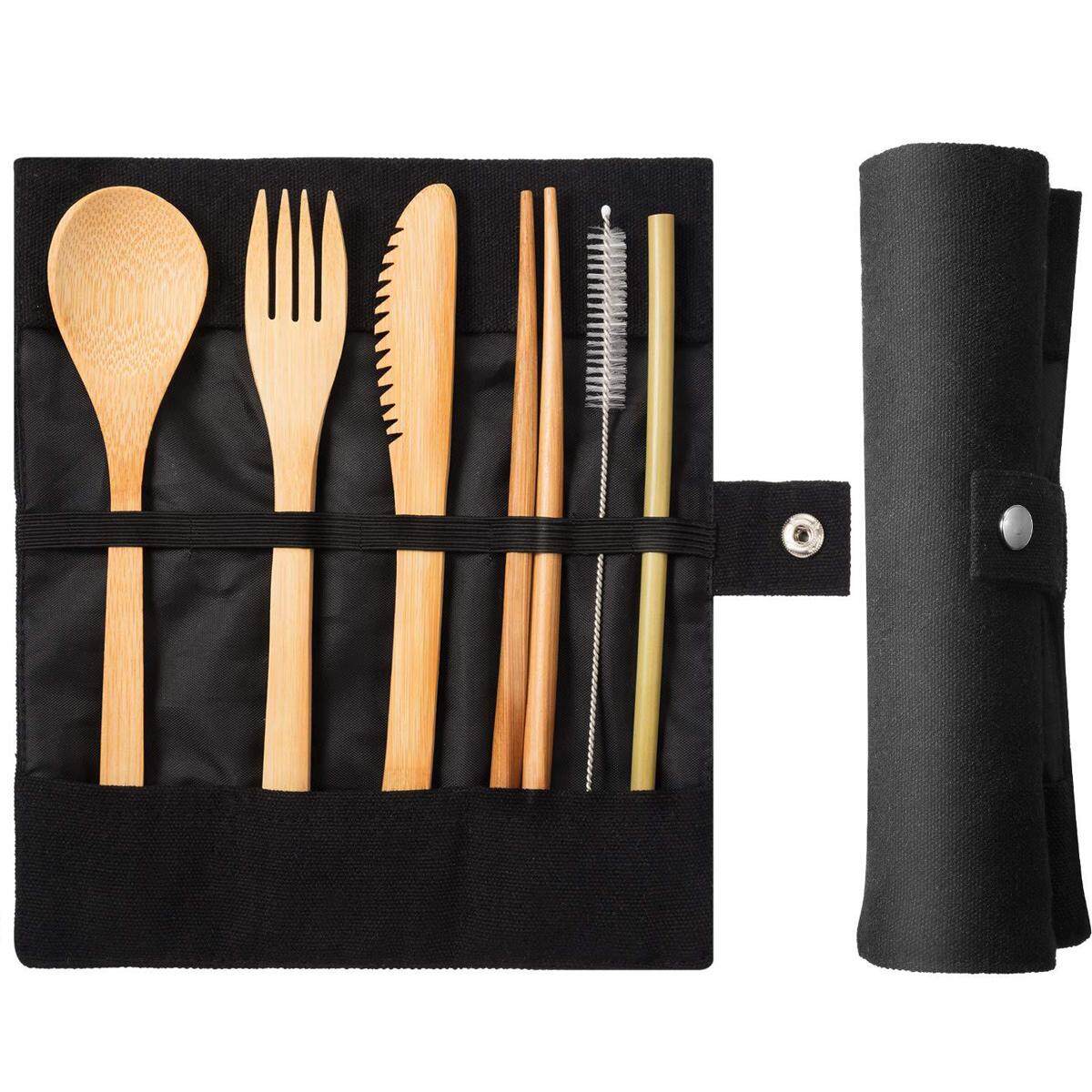 Generic Reusable Travel Bamboo Utensils With Case,Travel Camping