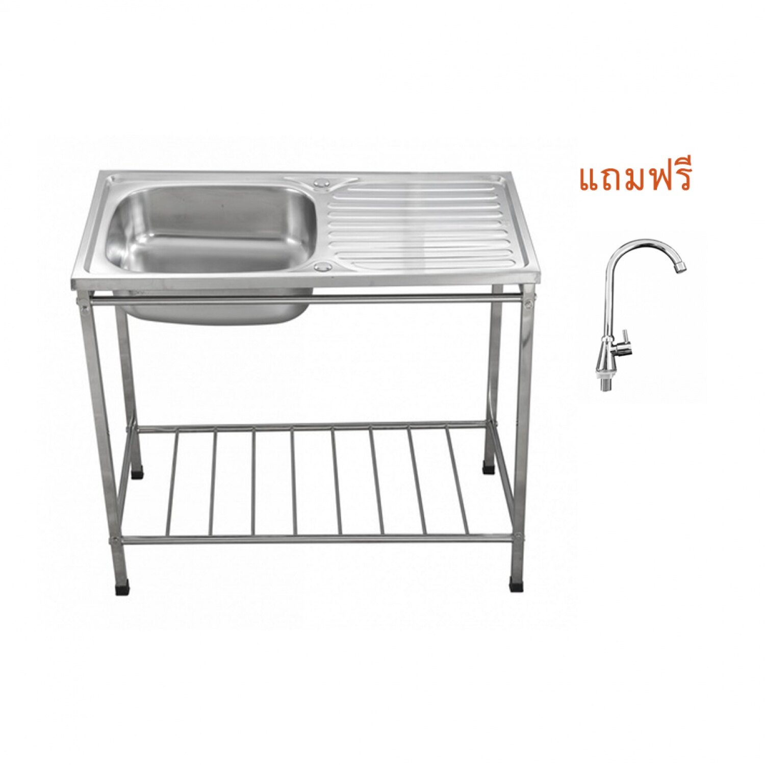 CROWN อ่างล้างจานพร้อมขาตั้ง 1 หลุมมีที่พัก ขนาด 100x50x19 ซม. S10050S1 ราคา 2,290 บาท*ส่งฟรี