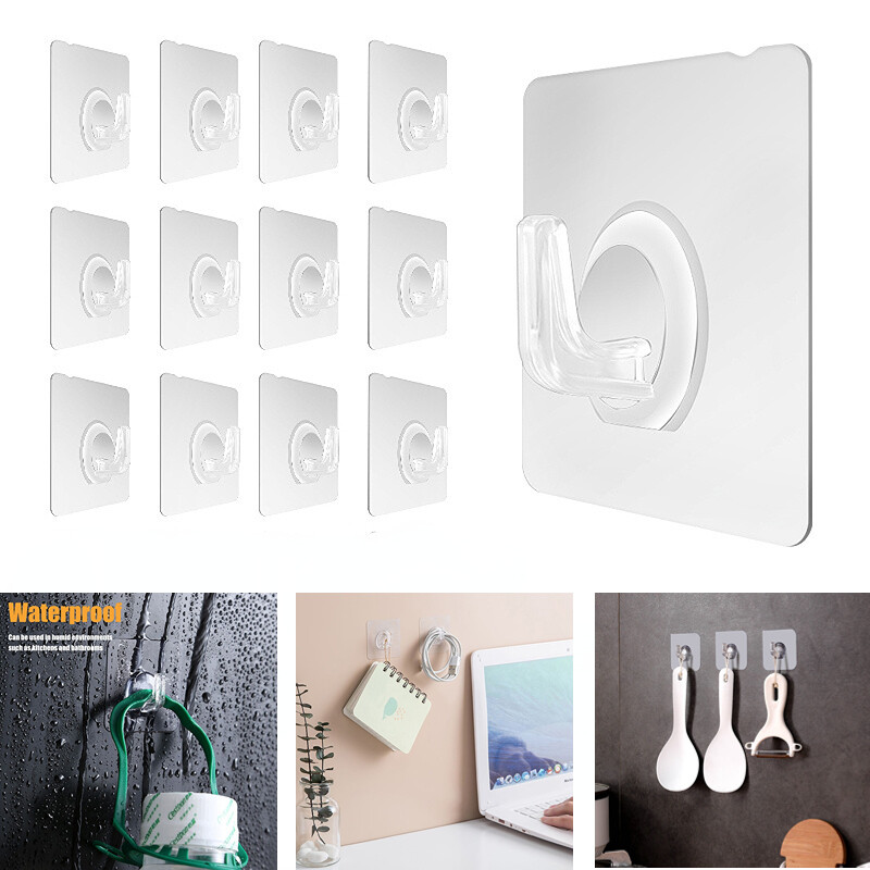 Móc treo tường trong suốt móc treo tường cửa tự dính móc treo chịu lực nặng cho nhà bếp phụ kiện phòng tắm