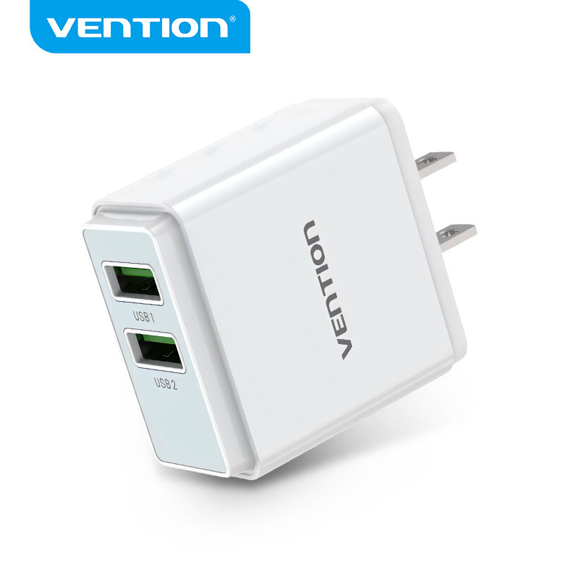 Vention Bộ Chuyển Đổi Sạc Nhanh 18W Phích Cắm Hoa Kỳ Dòng Điện Cao 3A Tường Kép QC 3.0 USB 36W Cho O