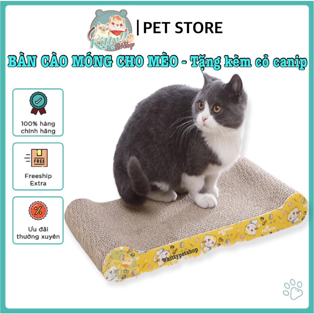 Bàn cào móng giấy dành cho mèo tặng kèm cỏ canip - phụ kiện thú cưng, bàn cào móng cho mèo - Kitty Pet Shop