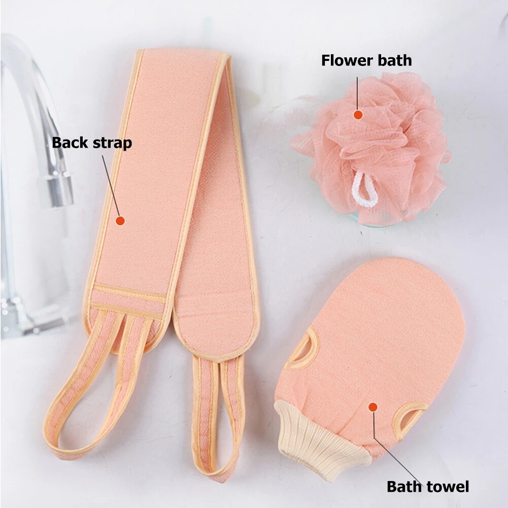 3 Cái/bộ Khăn Lau Làm Sạch Cơ Thể Bàn Chải Mềm Bộ Dụng Cụ Chà Lưng Hình Cầu Tắm Phòng Tắm Gia Đình Khách Sạn, Găng Tay Tắm Khăn Tẩy Tế Bào Chết Da