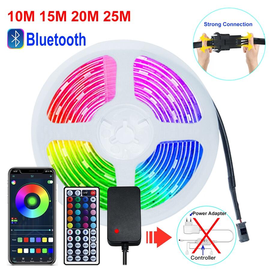 10m 15m 20M 25m Bluetooth Dải LED RGB đèn 5050SMD Bộ chuyển đổi điện và bộ