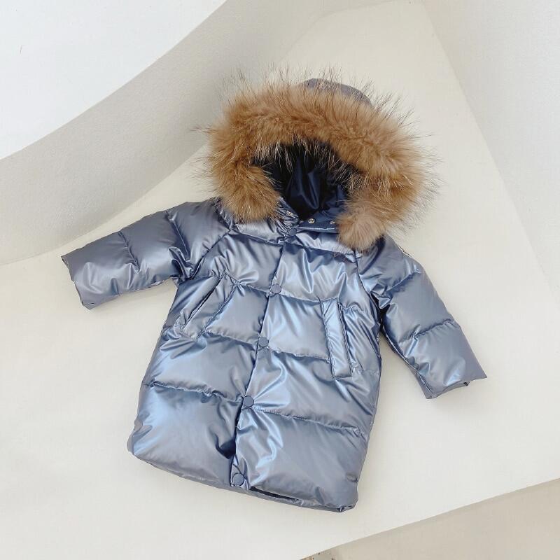 Autumn And Winter Waterproof And Anti-Fouling Children Fur Colla Down Jacket Boys And Girls Outdoor Play Anti-Dirty Down Jacket